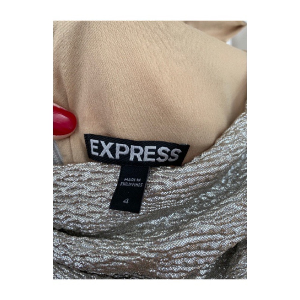 Express- Champagne Ruched Bodycon Dress - Picture 2 of 4